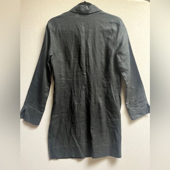 Studio Point black linen button up long sleeve shirt dress Sz M - Picture 2 of 10